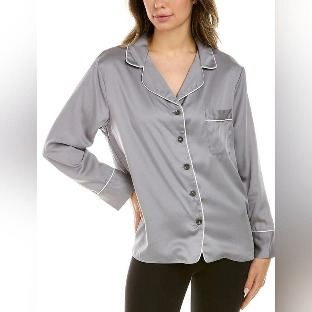 minimalist Bamboo cooling Ettitude Sleep wear. Pajama Lounge top Sz Medium Grey